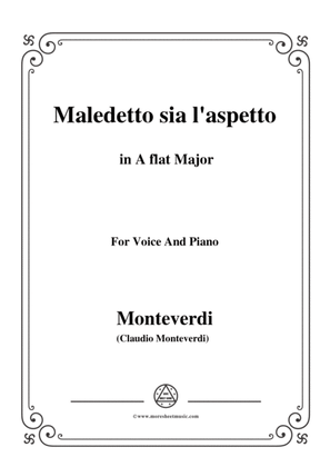 Book cover for Monteverdi-Maledetto sia l’aspetto in A flat Major, for Voice and Piano