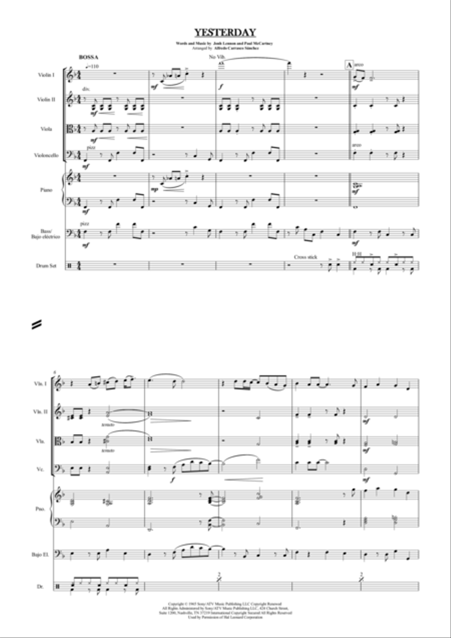 Yesterday Yesterday String Orchestra scores gallery preview page 1