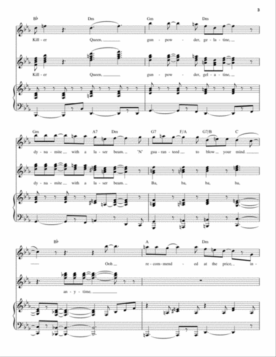 Killer Queen Killer Queen Piano, Vocal scores gallery preview page 3