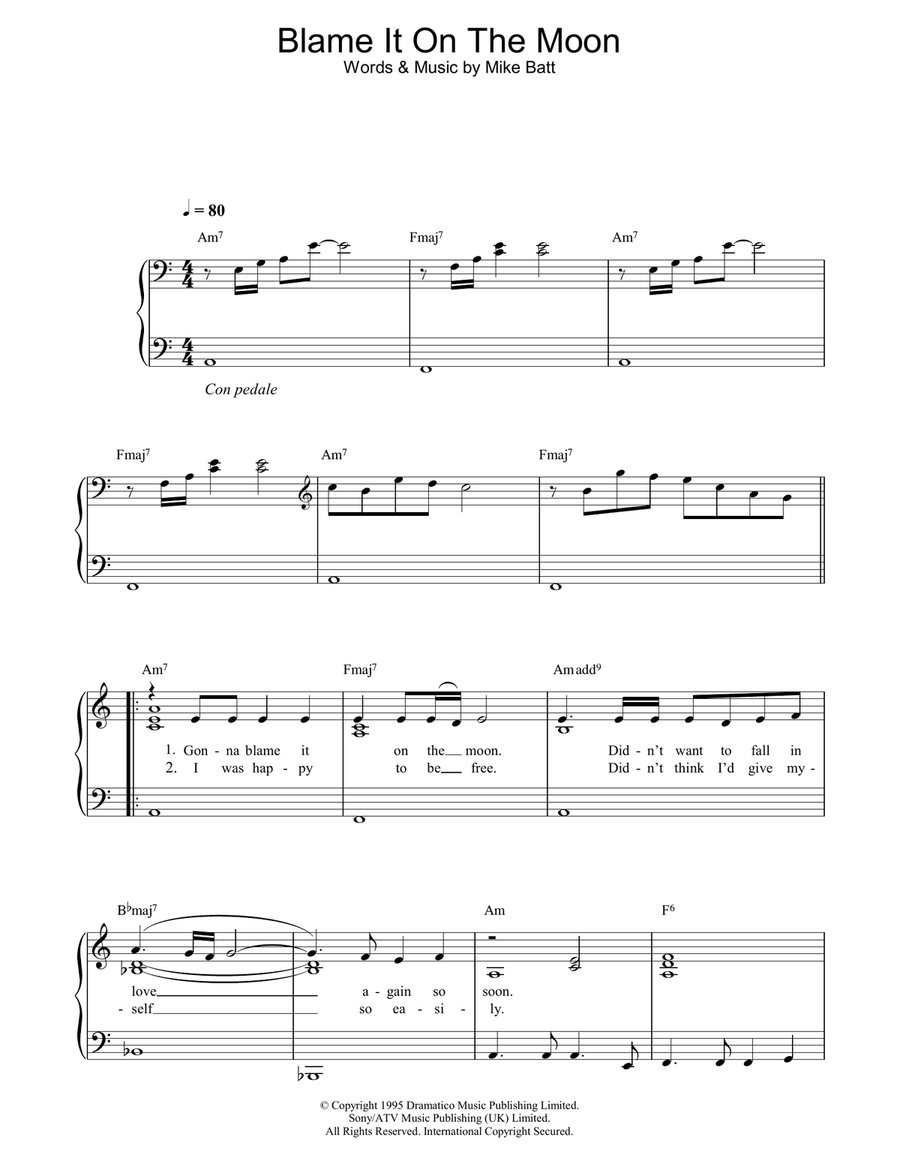 Blame It On The Moon Blame It On The Moon Piano Solo scores gallery preview page 1