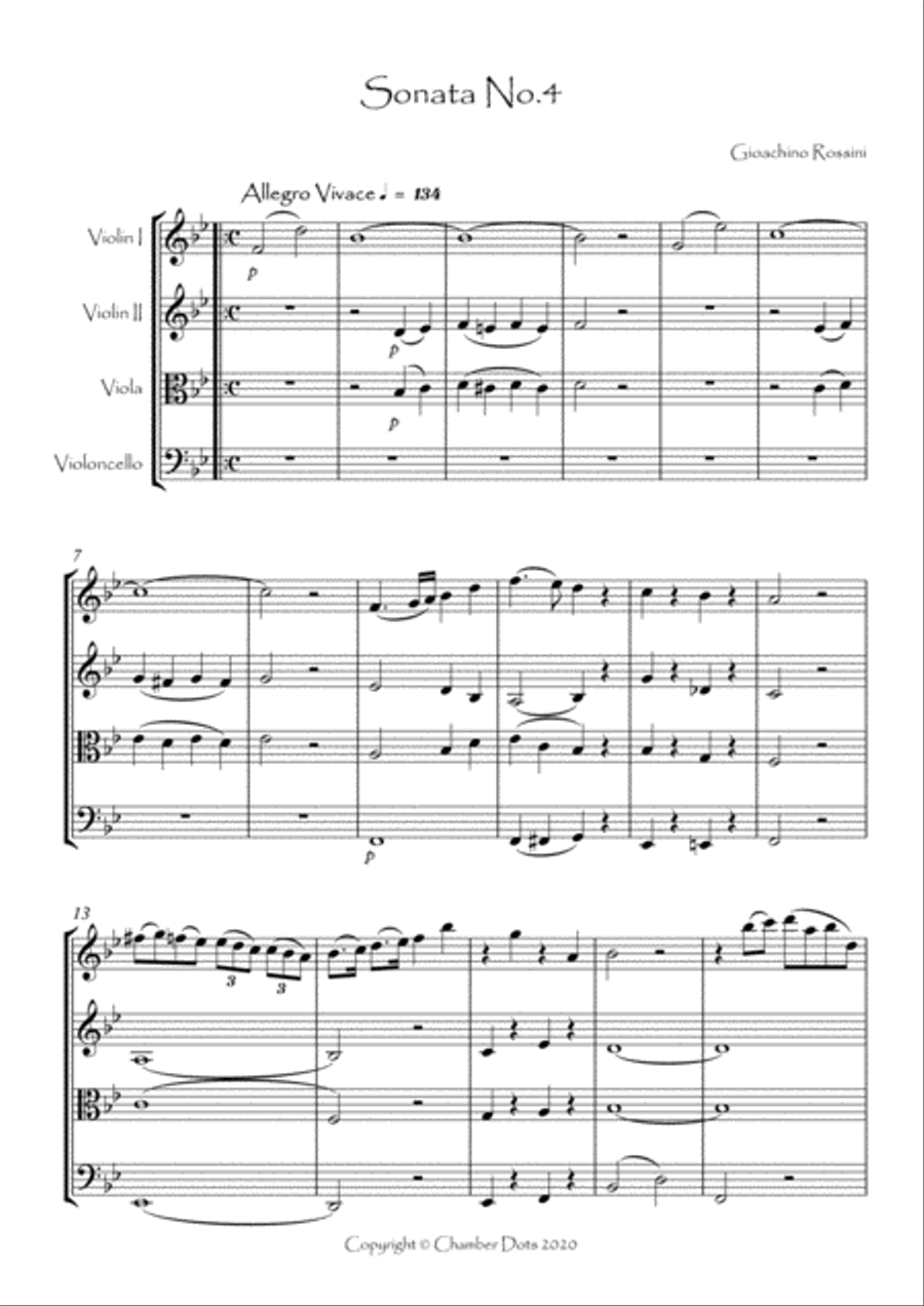 Sonata No.4 in Bb String Quartet scores gallery preview page 2