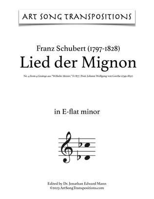 SCHUBERT: Lied der Mignon, D. 877 no. 4 (transposed to E-flat minor)