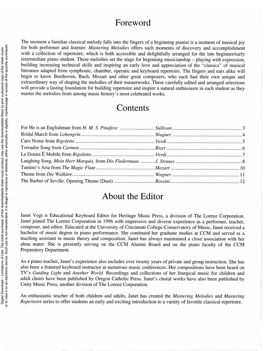 Mastering Melodies: Favorite Operas Piano Solo scores gallery preview page 2