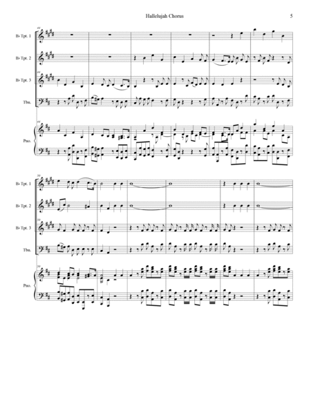 Hallelujah Chorus (Bb-Trumpets (3), Trombone, and Piano) image number null
