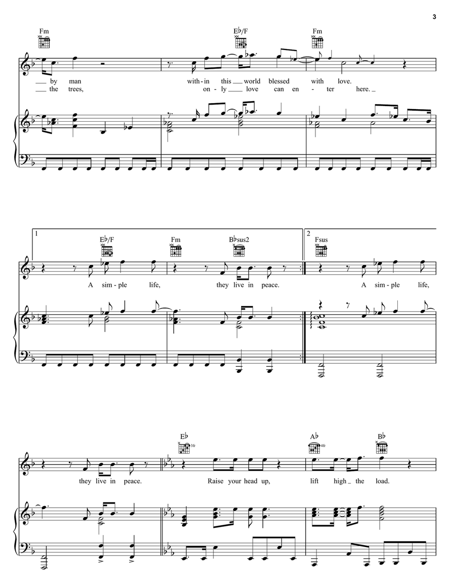 Two Worlds Piano, Vocal, Guitar scores gallery preview page 3