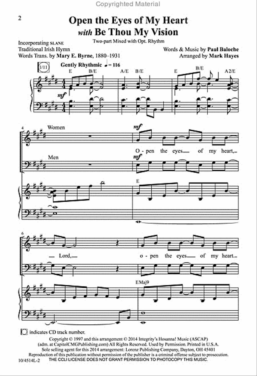 Open the Eyes of My Heart with Be Thou My Vision 2-Part scores gallery preview page 2