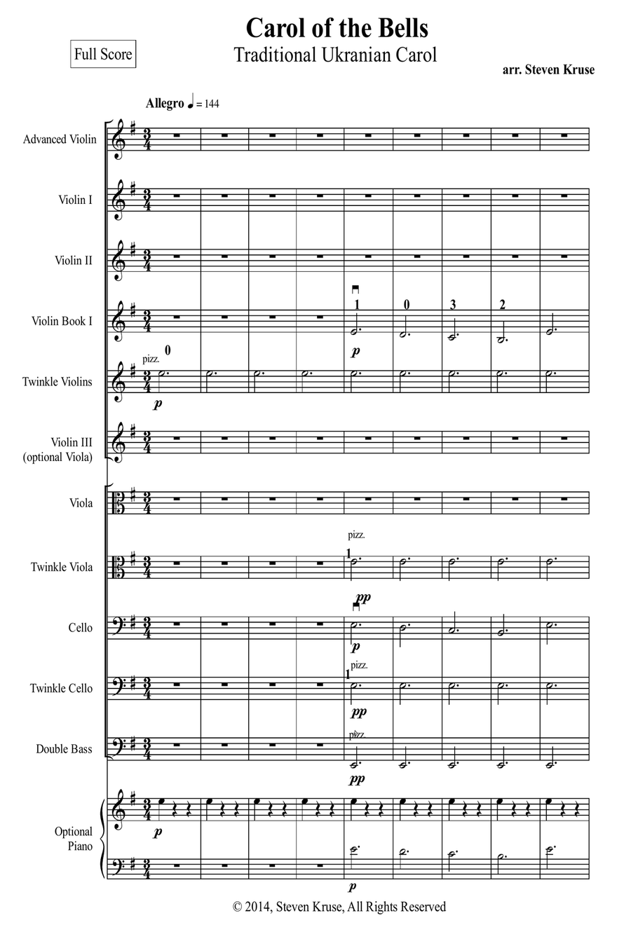 Carol of the Bells for Multi-Level String Orchestra image number null