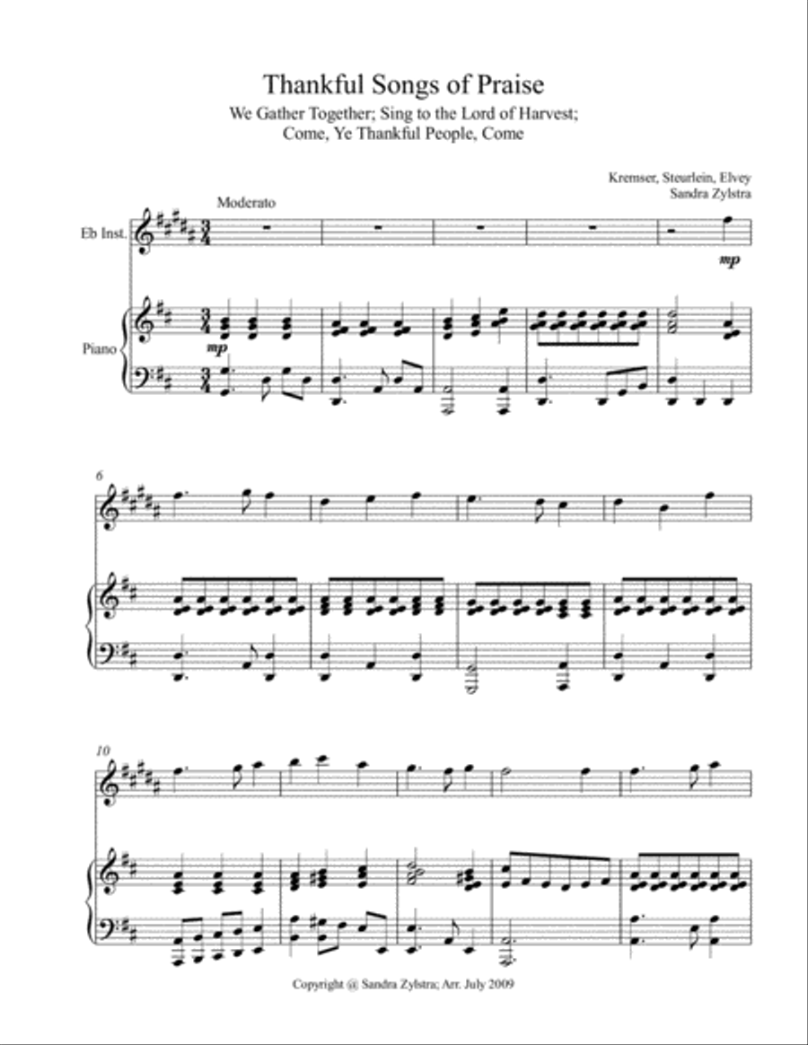 Thankful Songs of Praise (treble Eb instrument solo) Alto Saxophone scores gallery preview page 2