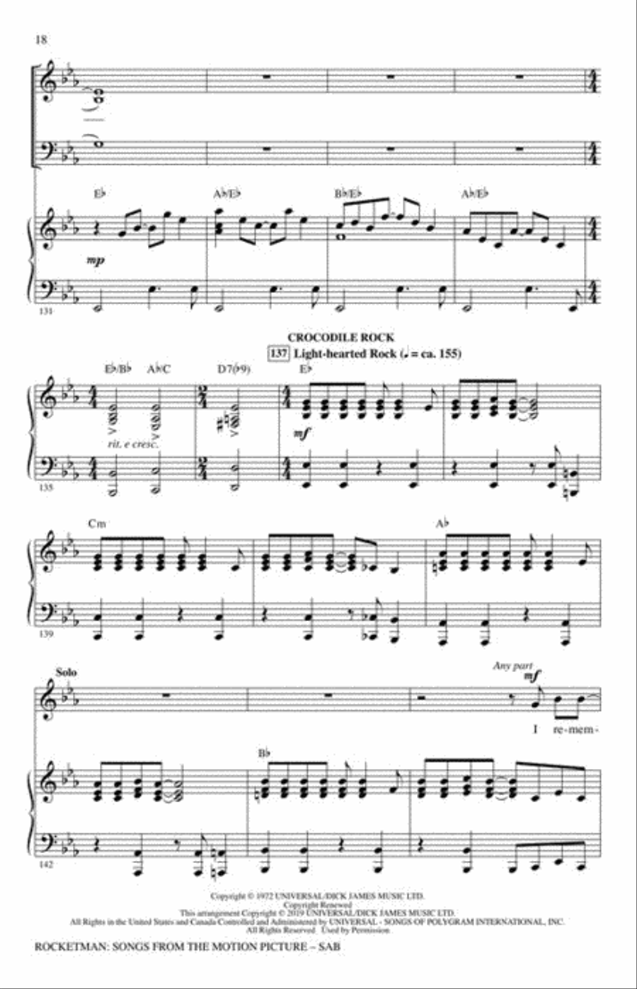 Rocketman: Songs from the Motion Picture 3-Part scores gallery preview page 6
