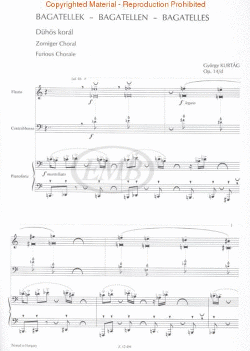 Bagatelles for Flute, Double Bass and Piano, Op. 14d