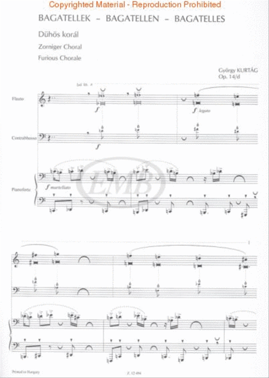 Bagatelles for Flute, Double Bass and Piano, Op. 14d