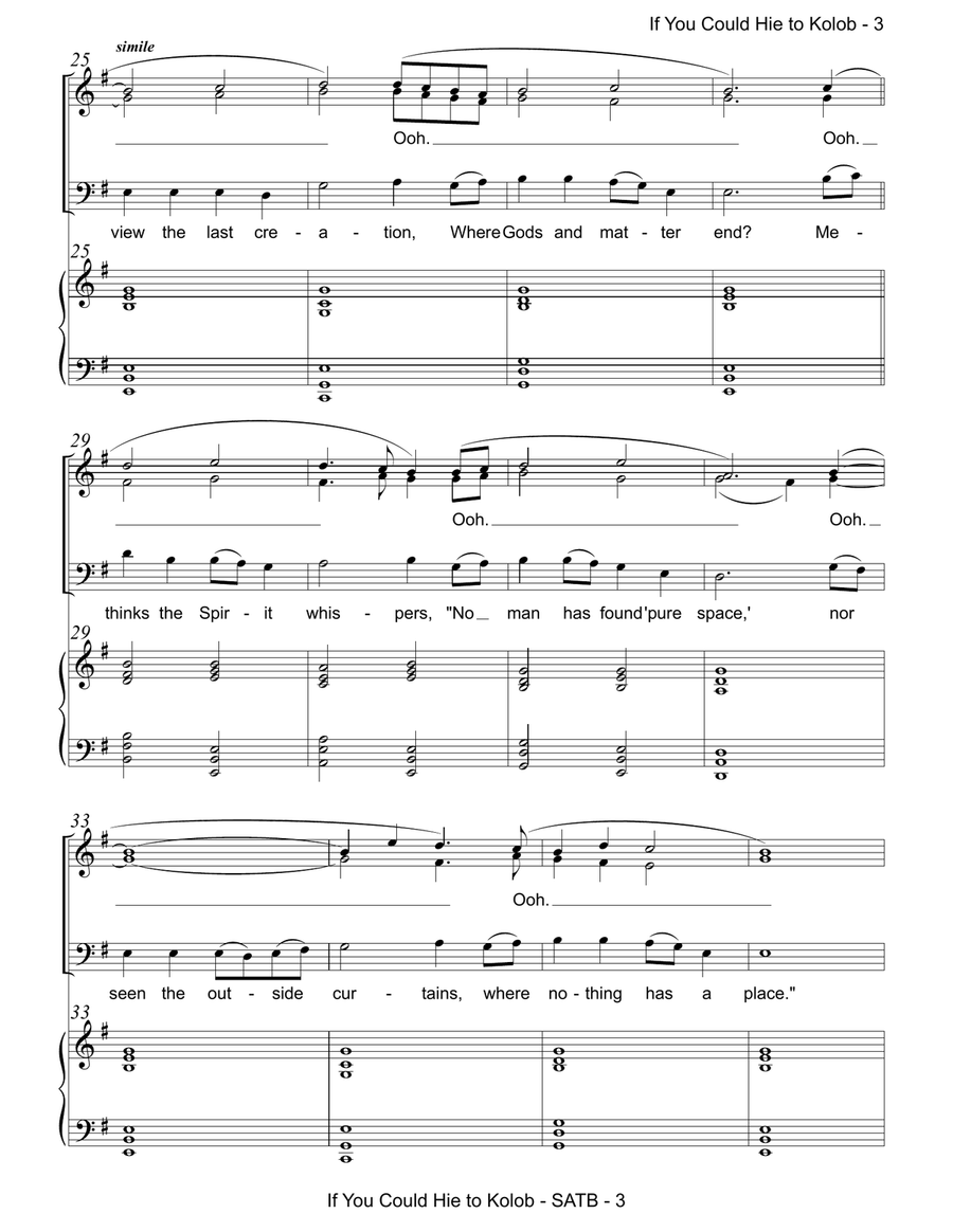 If You Could Hie to Kolob (SATB) 4-Part scores gallery preview page 3