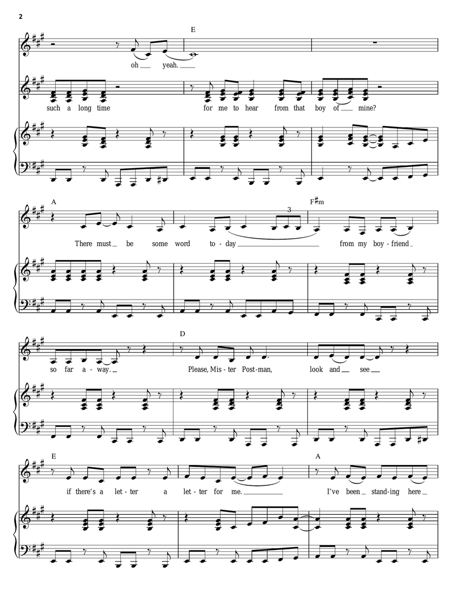 Please Mr. Postman Piano, Vocal scores gallery preview page 2