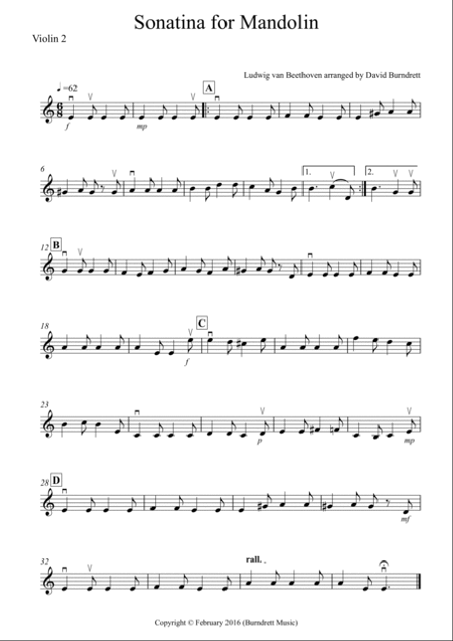 Sonatina by Beethoven for String Orchestra String Quartet scores gallery preview page 4