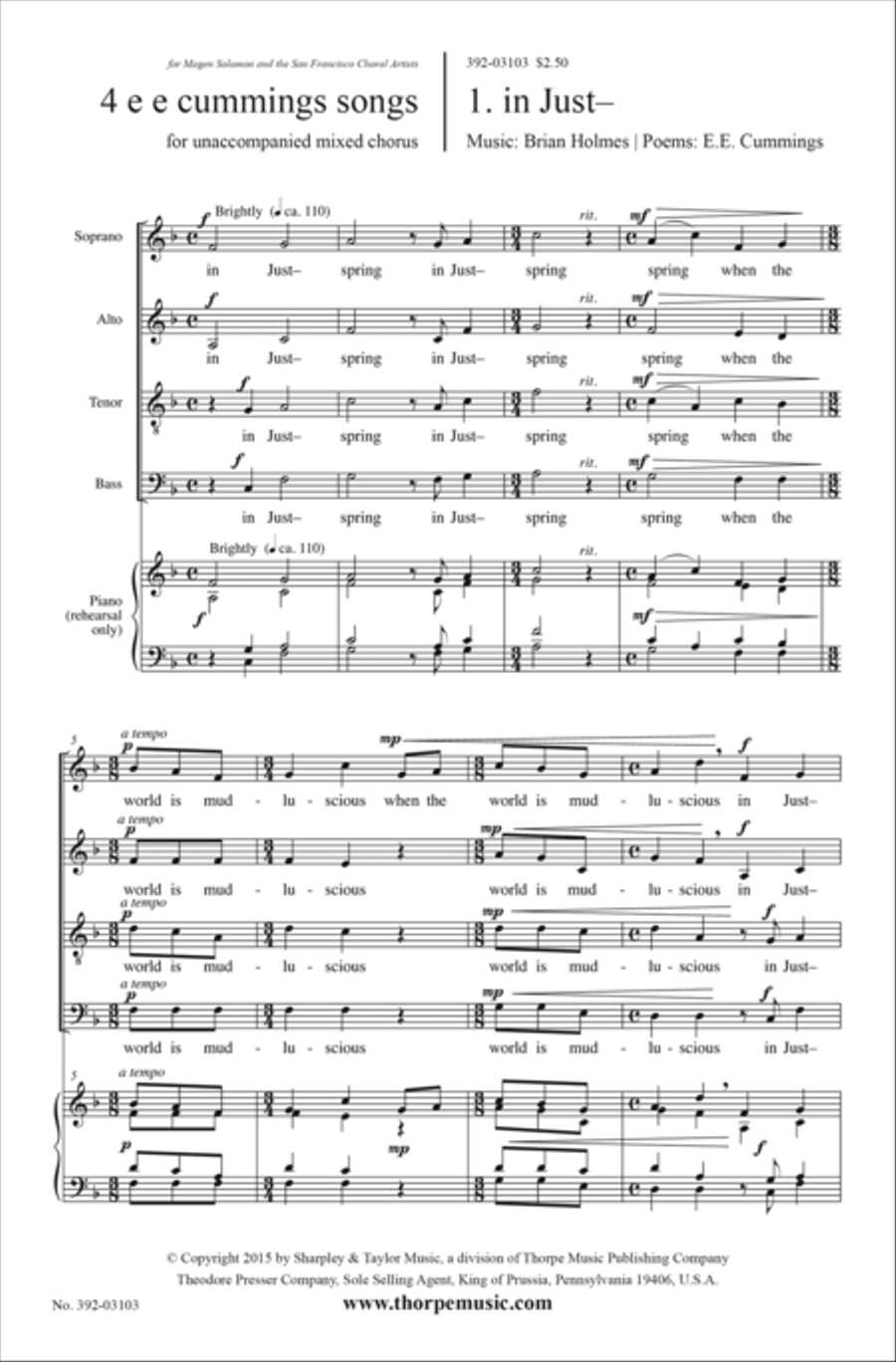 4 e e cummings Songs 4-Part scores gallery preview page 2