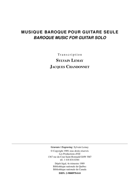 Musique baroque pour guitare seule