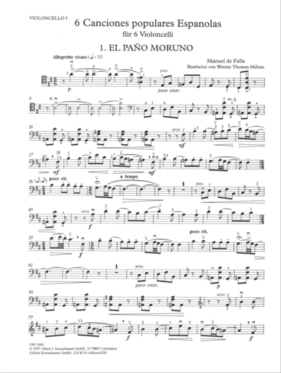 6 canciones populares españolas Cello scores gallery preview page 2