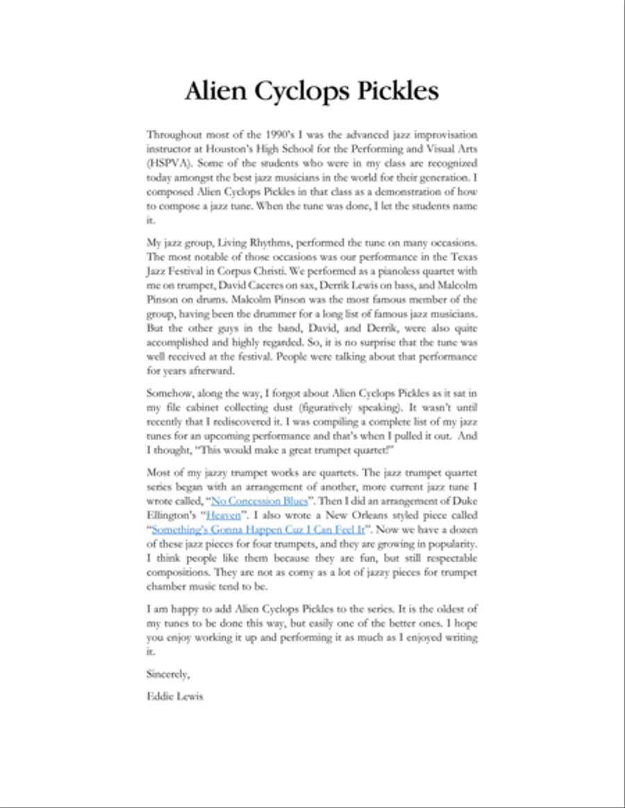 Alien Cyclops Pickles Jazzy Trumpet Quartet Brass Ensemble scores gallery preview page 2