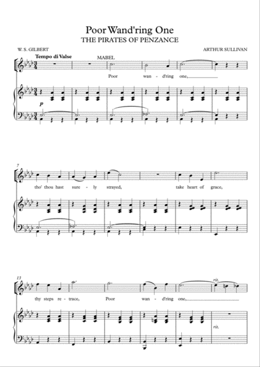 Poor Wand'ring One - The Pirates of Penzance (Ab Major) Soprano Voice scores gallery preview page 2