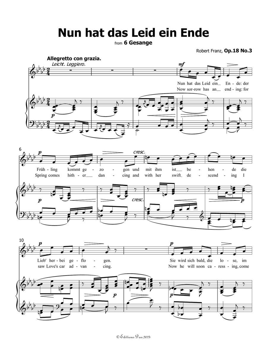 Nun hat das Leid ein Ende, by Robert Franz, in f minor Voice scores gallery preview page 3