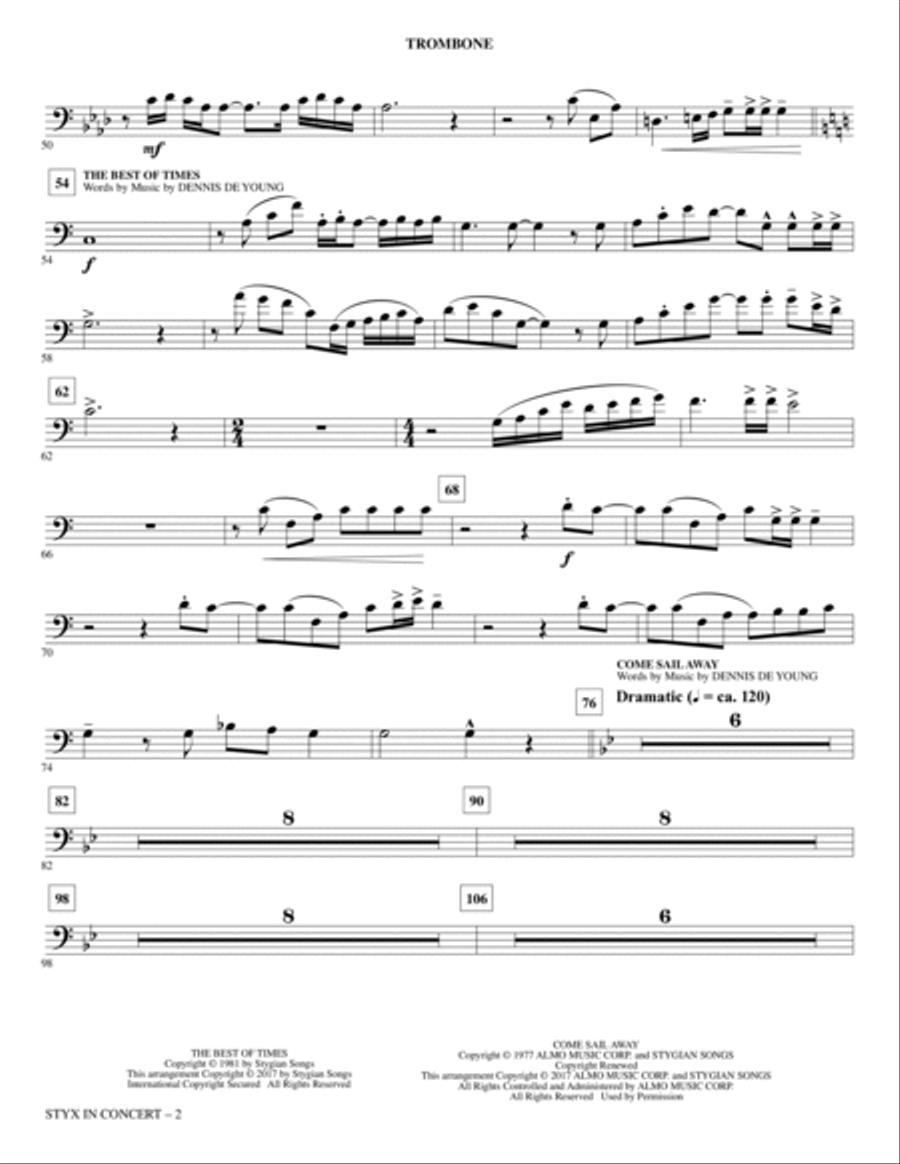 Styx in Concert - Trombone Choir scores gallery preview page 2