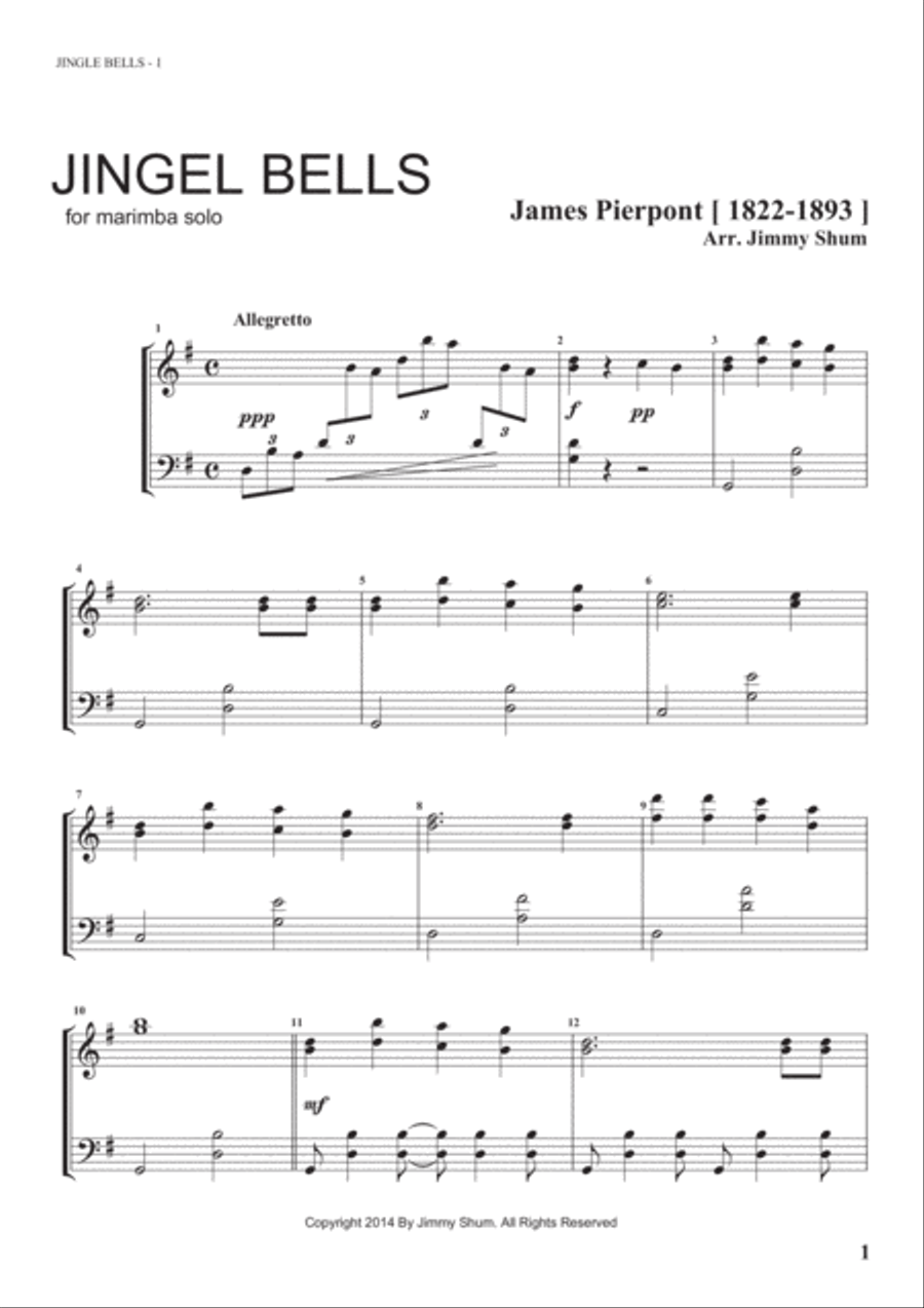 Merry Christmas, Marimba Volume I (9 marimba solos) Marimba scores gallery preview page 3