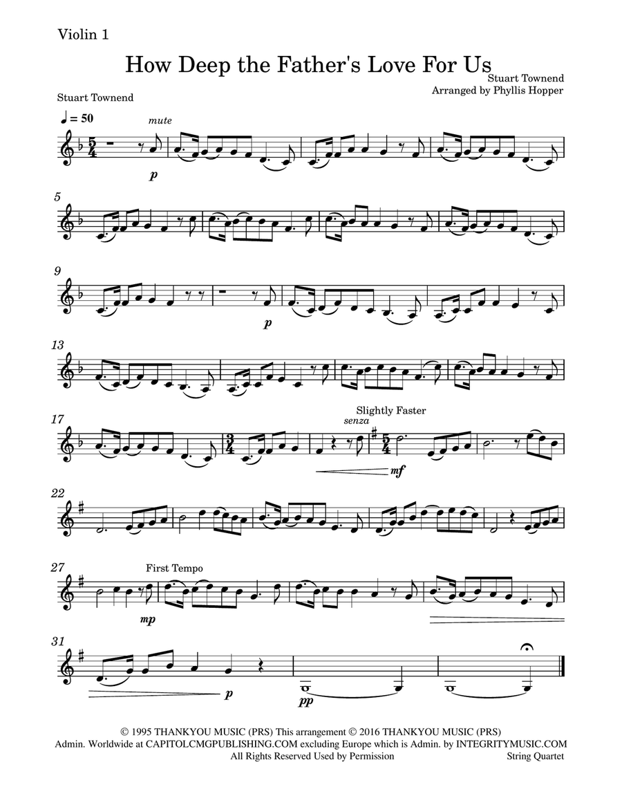 How Deep The Father's Love For Us String Quartet scores gallery preview page 3