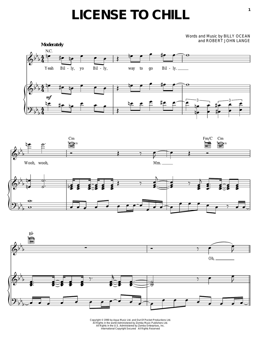 License To Chill Piano, Vocal, Guitar scores gallery preview page 1