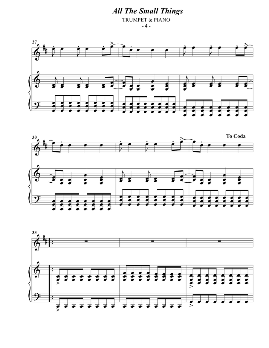 All The Small Things B-Flat Trumpet scores gallery preview page 4