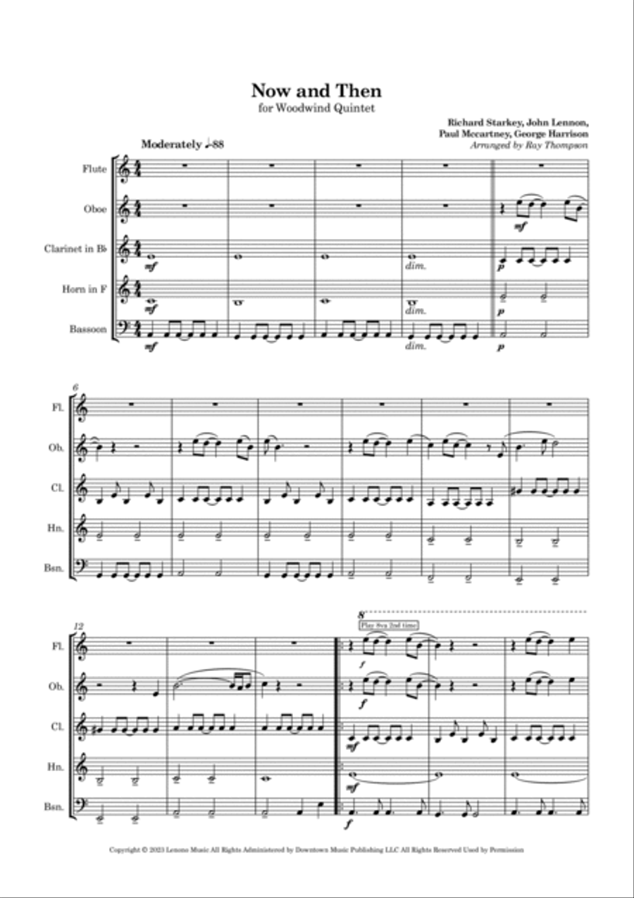 Now And Then Woodwind Quintet scores gallery preview page 3