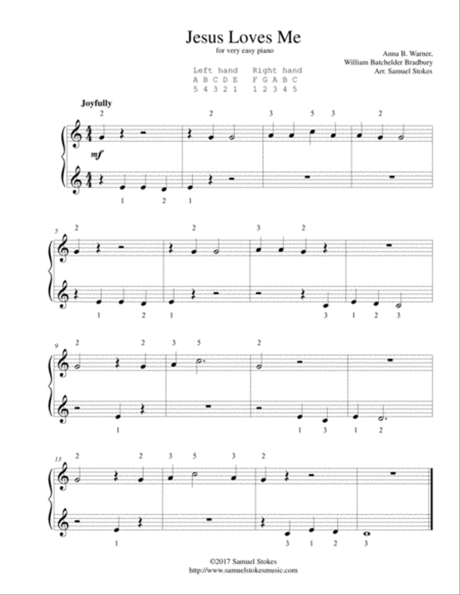 Jesus Loves Me - for very easy piano Jesus Loves Me - for very easy piano Easy Piano scores gallery preview page 1