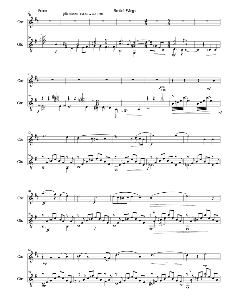 Beetle's Wings for cor anglais and guitar English Horn scores gallery preview page 2