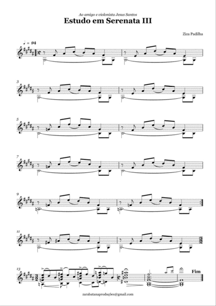 XII Estudos em Serenata - Ziza Padilha Electric Guitar scores gallery preview page 4