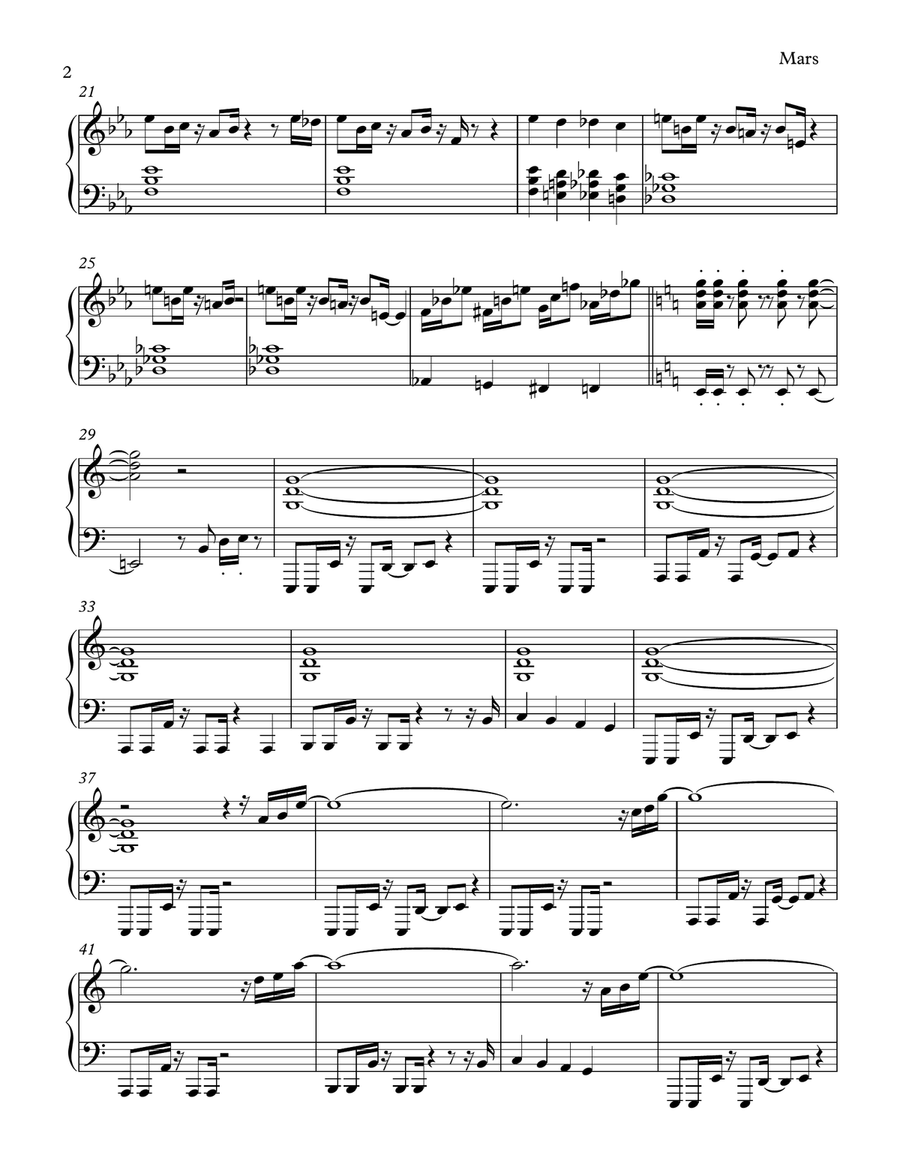 Mars Piano Solo scores gallery preview page 2