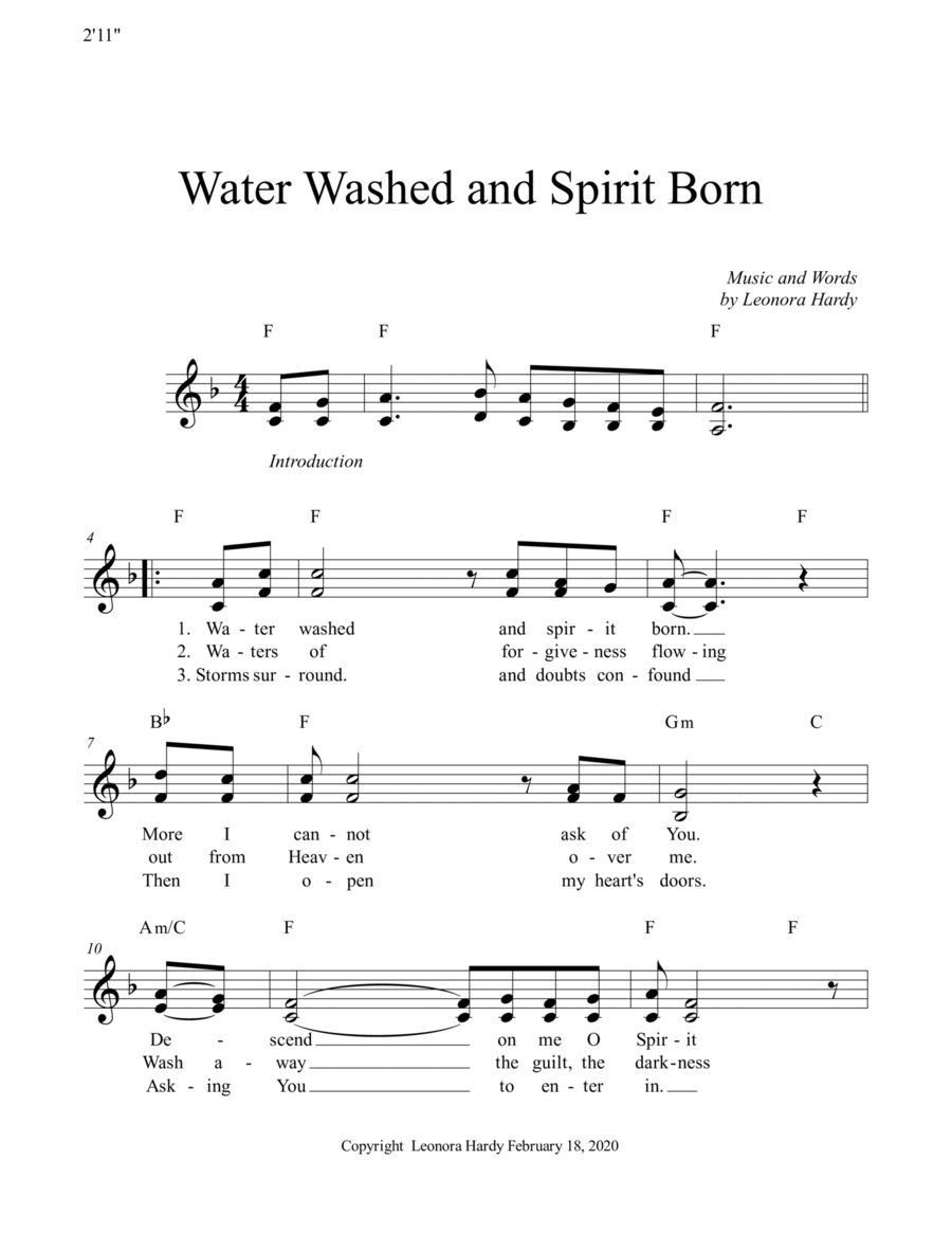 Water Washed and Spirit Born (lead sheet) image number null