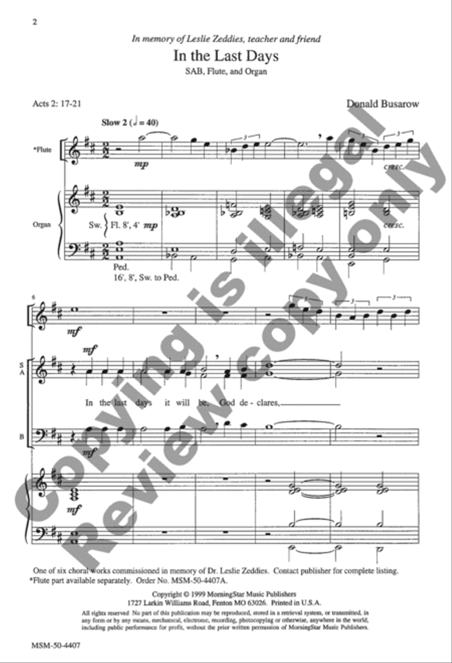 In the Last Days (Choral Score)