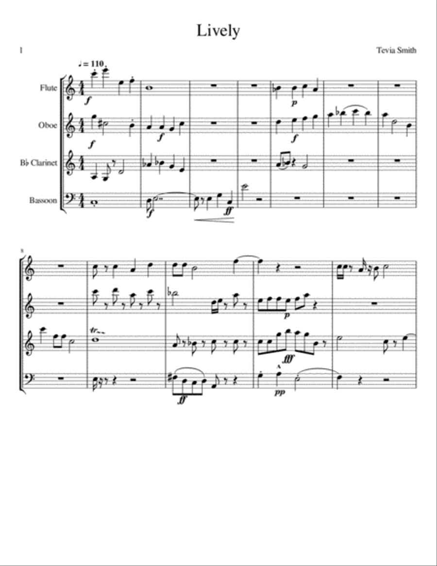 Lively Woodwind Quartet scores gallery preview page 1