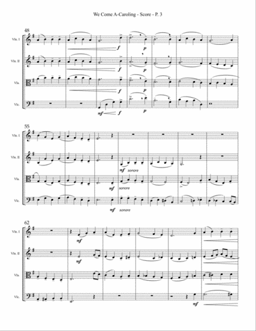 We Come A-Caroling String Quartet scores gallery preview page 3