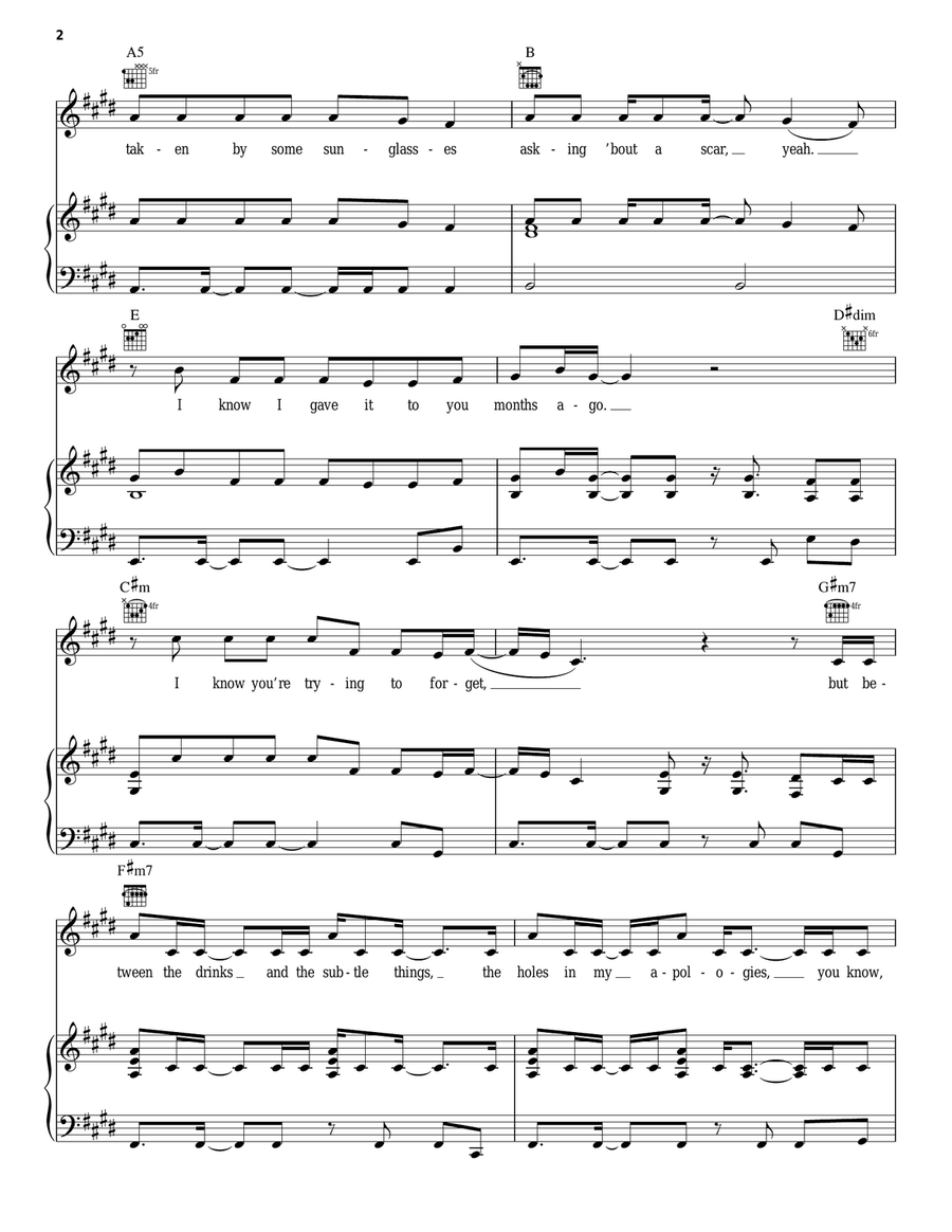 We Are Young Piano, Vocal, Guitar scores gallery preview page 2