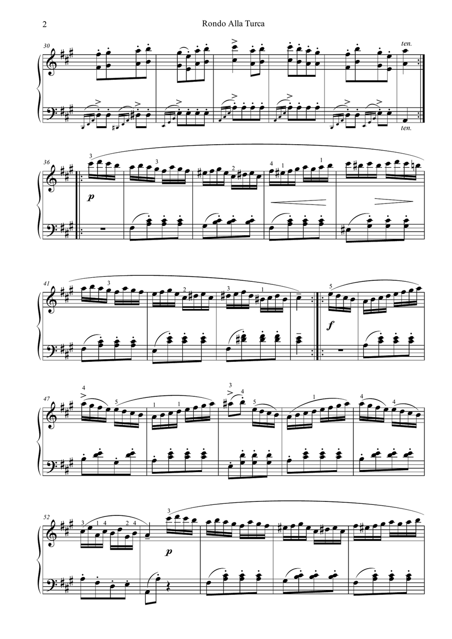 Rondo Alla Turca Piano Solo scores gallery preview page 2