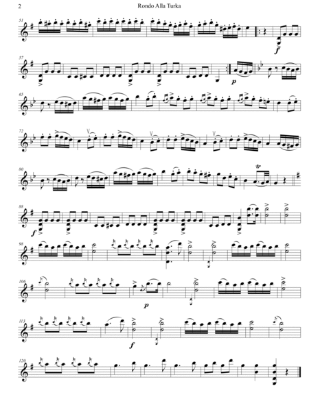 Wolfgang Amadeus Mozart - Rondo Alla Turca (Turkish March) for violin and viola duo (parts)