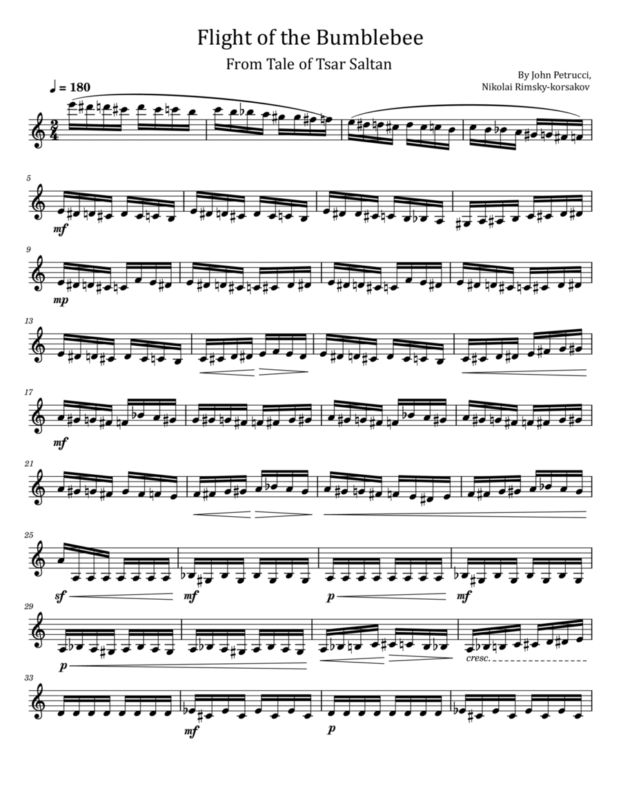 Flight Of The Bumblebee Violin Solo scores gallery preview page 1