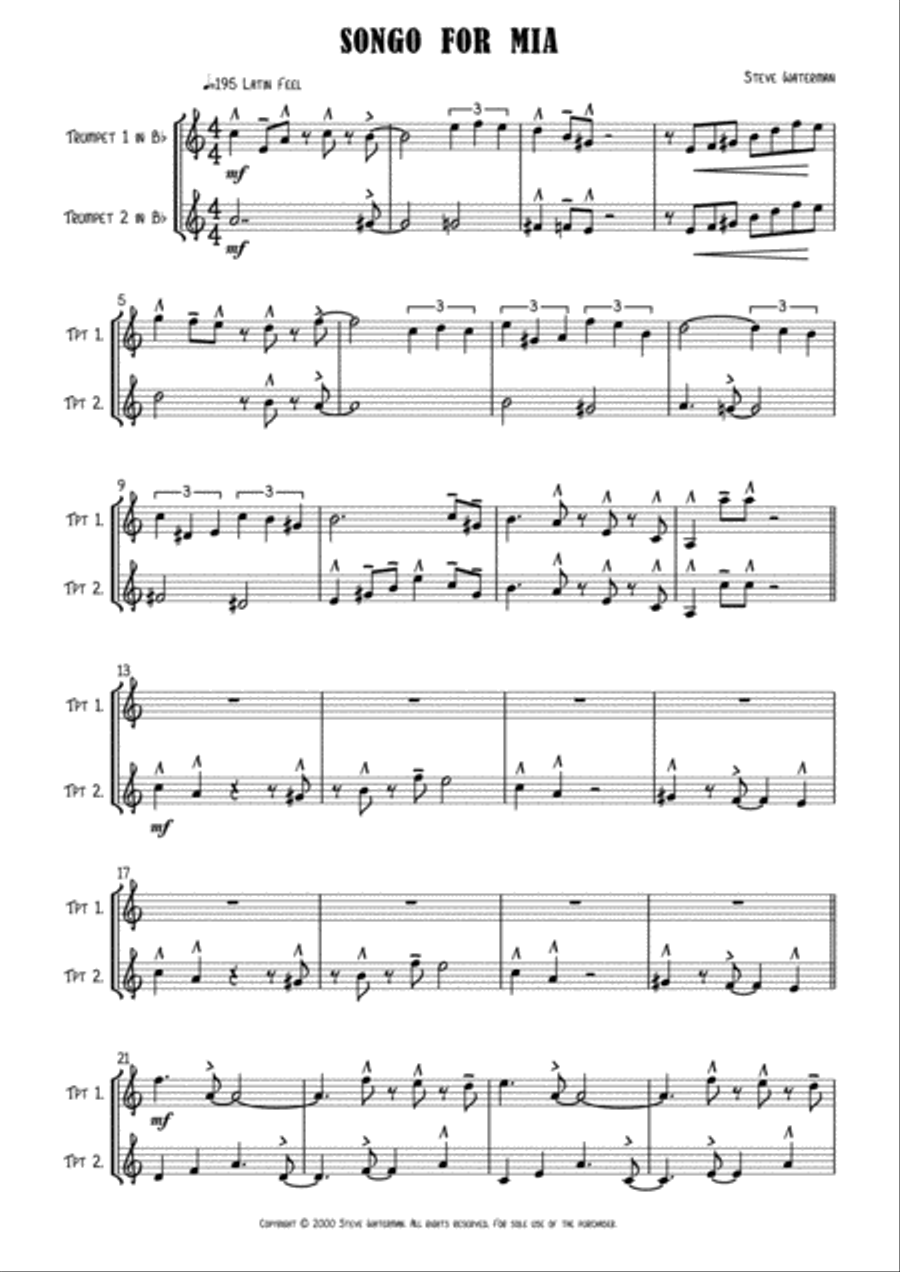 Songo For Mia Trumpet Duet Trumpet Duet scores gallery preview page 2