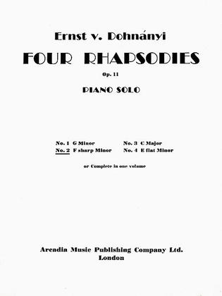 Four Rhapsodies No. 2 in F Sharp Minor, Op. 11