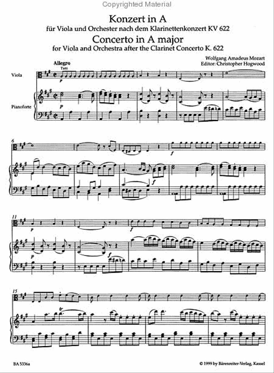 Concerto for Viola and Orchestra A major Clarinet scores gallery preview page 3
