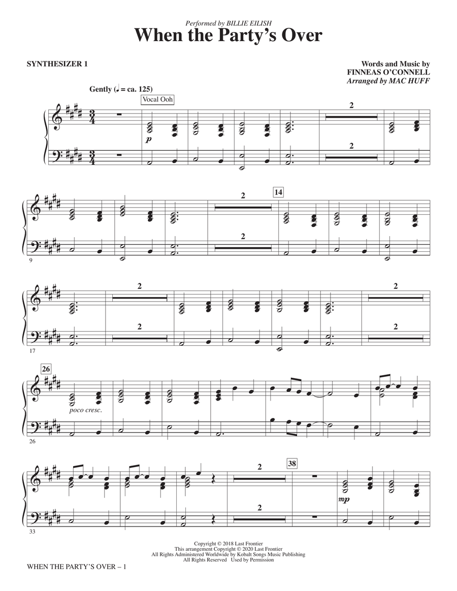 When The Party's Over (arr. Mac Huff) - Synthesizer I