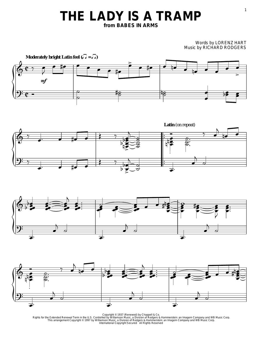 The Lady Is A Tramp Piano Solo scores gallery preview page 1