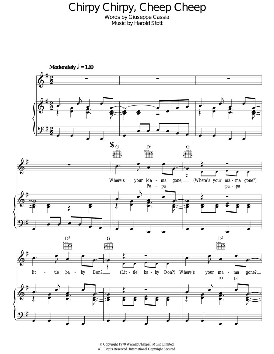 Chirpy Chirpy Cheep Cheep Acoustic Guitar scores gallery preview page 1