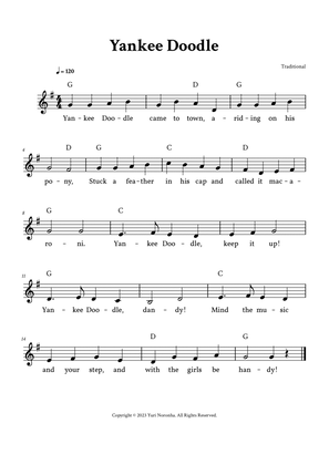 Yankee Doodle - Lead Sheet (G Major - Traditional)