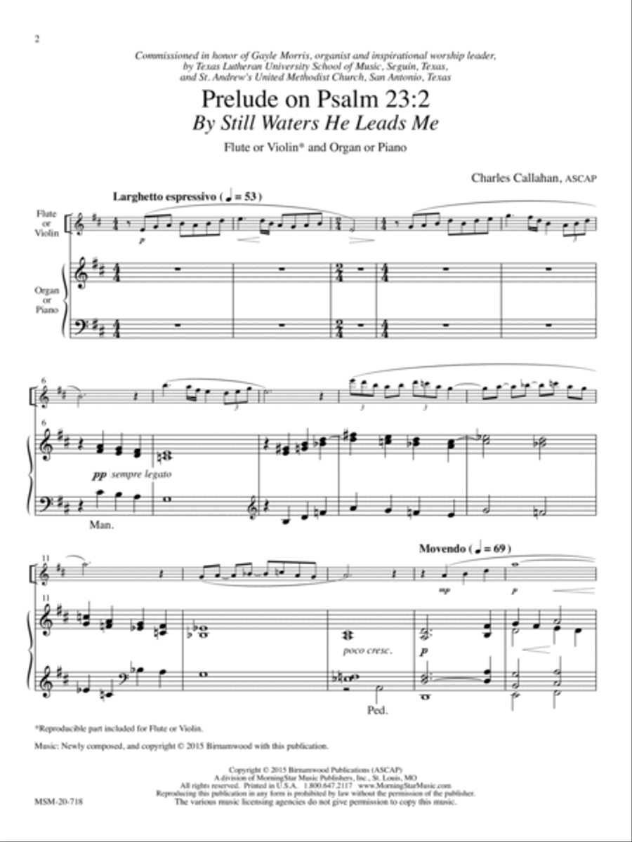 Four Psalm Preludes: Flute or Violin, Organ or Piano Flute scores gallery preview page 2
